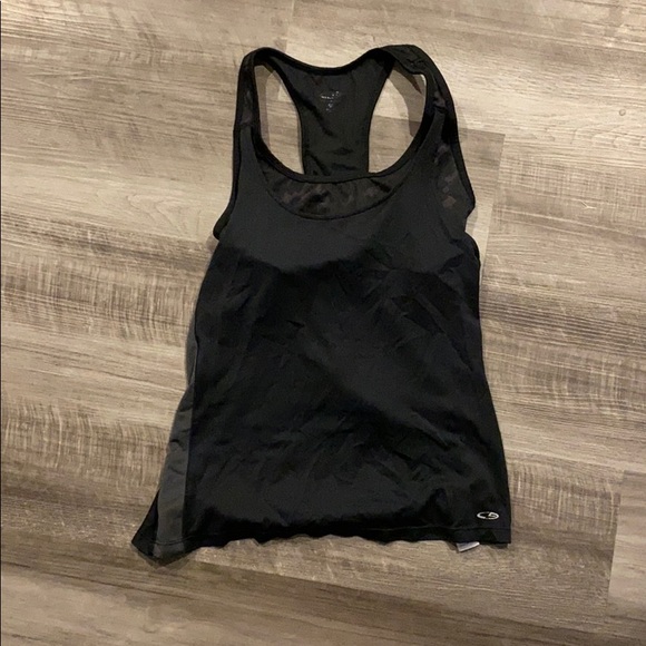 Black workout top with sports bra - Picture 1 of 4